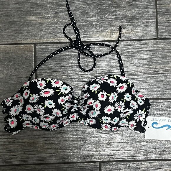 NWT California Waves Bikini Top Juniors' Small Padded Daisy Duke + Polka Dots S - Picture 3 of 12